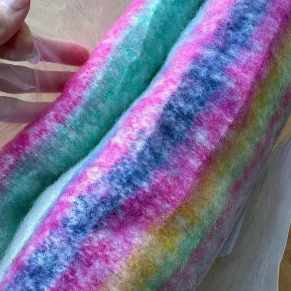 Free People Skye Stripe Fringe Throw Blanket, Cozy Rainbow Accent Blanket, OS - Picture 6 of 8